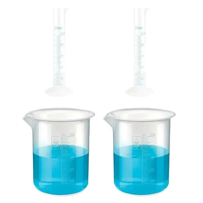 SBT Instruments Polypropylene 2 Measuring Cylinder 25ml & 2 Measuring Beaker 500ml Combo