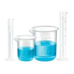 SBT Instruments Scientific 2pcs x 100ml, 2pcs x 250ml Cylinder and Beaker, Polypropylene, Blue Printed Graduation