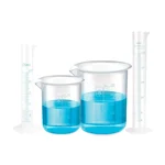 SBT Instruments Scientific 2pcs x 25ml, 2pcs x 250ml Cylinder and Beaker, Polypropylene, Blue Printed Graduation