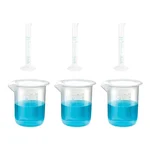 SBT Instruments Scientific Polypropylene 3 Cylinder 10ml & 3 Measuring Beaker 100ml Combo with Blue Printed Graduation