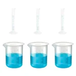 SBT Instruments Scientific Polypropylene 3 Cylinder 10ml & 3 Measuring Beaker 500ml Combo with Blue Printed Graduation