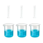SBT Instruments Scientific Polypropylene 3 Cylinder 250ml & 3 Measuring Beaker 500ml Combo with Blue Printed Graduation