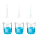 SBT Instruments Scientific Polypropylene 3 Cylinder 25ml & 3 Measuring Beaker 25ml Combo with Blue Printed Graduation