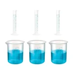 SBT Instruments Scientific Polypropylene 3 Cylinder 50ml & 3 Measuring Beaker 1000ml Combo with Blue Printed Graduation