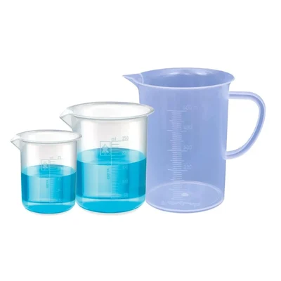 SBT Polypropylene 25ml & 250ml Beaker with Graduation Marks and 500ml Measuring Jug Set for Laboratory