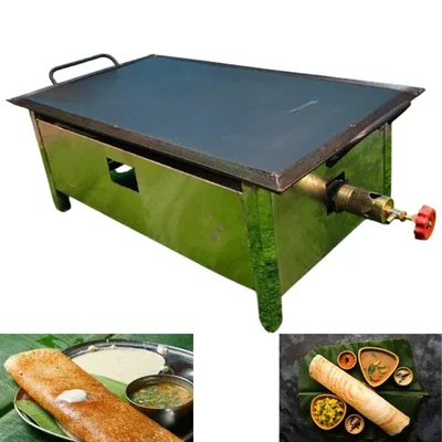12x15 inch Single Burner Dosa Bhatti with 10 mm Cast Iron Thick Tawa